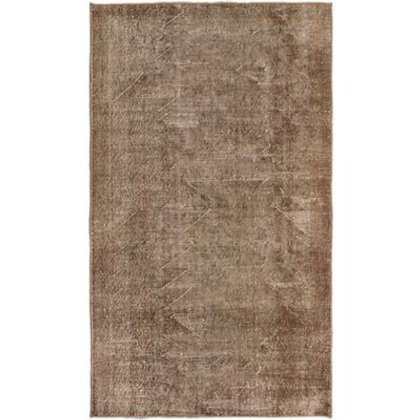 Hand-knotted Anatolian Overdyed Brown Khaki Rug - 3 Ft. 10 In. x 6 Ft. 6 In.