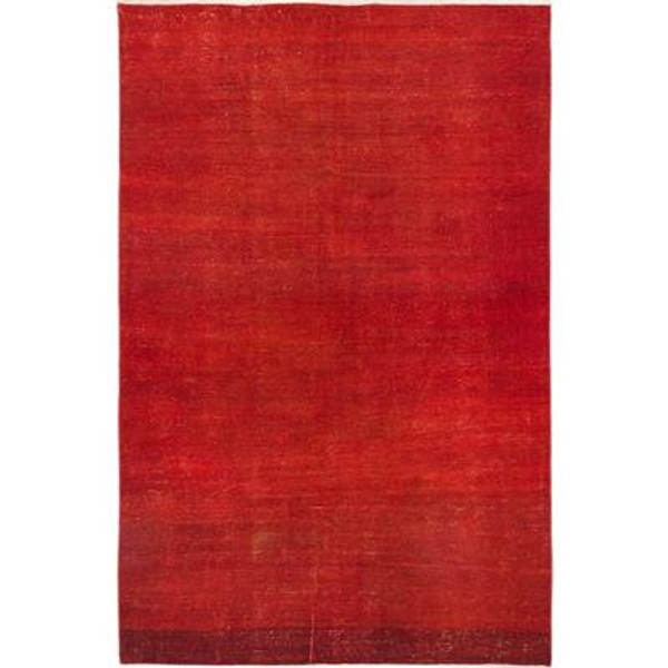 Hand-knotted Anatolian Overdyed Dark Red Red Rug - 4 Ft. 11 In. x 7 Ft. 5 In.
