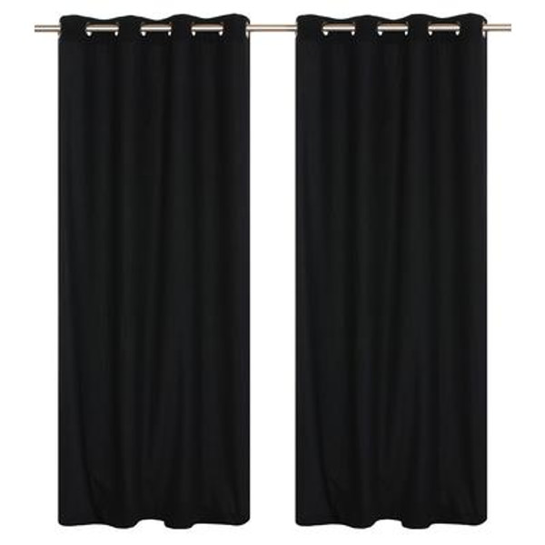 Karma faux cotton grommet curtain pair 54x95'' in Black