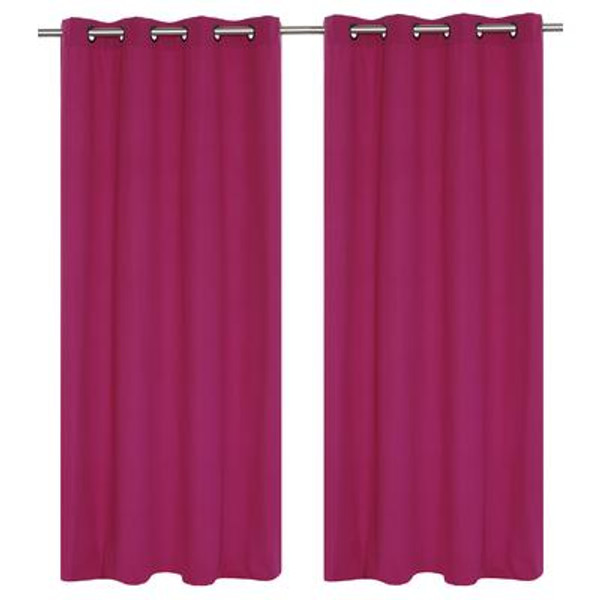 Karma faux cotton grommet curtain pair 54x95'' in Magenta