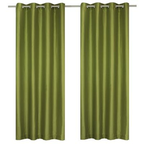 Silkana faux silk grommet curtain pair 56x88'' in Olive Green