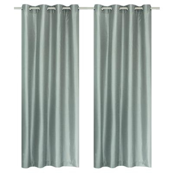 Silkana faux silk grommet curtain pair 56x88'' in Silver