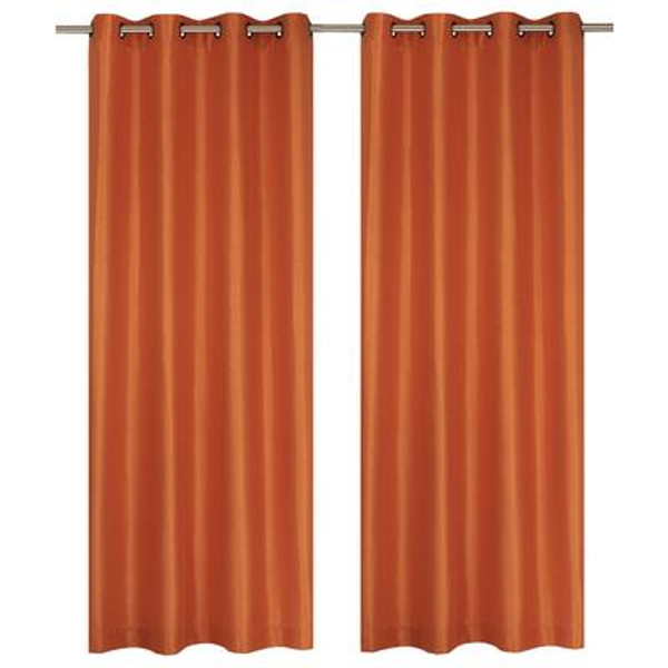 Silkana faux silk grommet curtain pair 56x88'' in Tangerine Orange