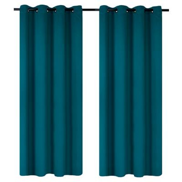 Luxura room darkening; insulated grommet curtain pair 56x95'' in Peacock Blue
