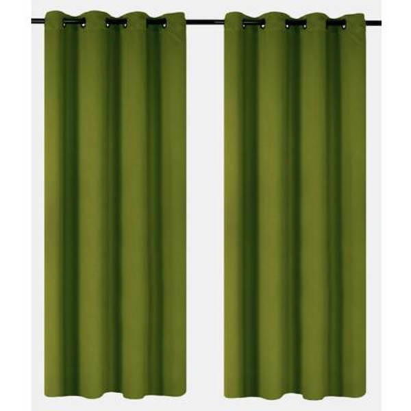 Luxura room darkening; insulated grommet curtain pair 56x95'' in Olive Green