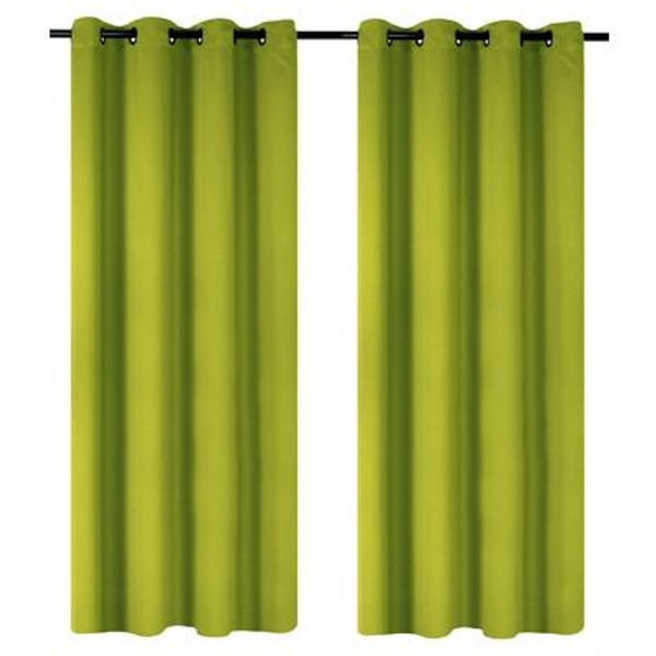 Luxura room darkening; insulated grommet curtain pair 56x95'' in Chartreuse Green