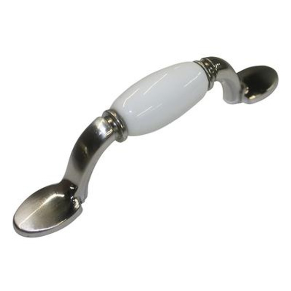 Classic Metal; Ceramic Pull - White; Brushed Nickel - 76 Mm C. To C.