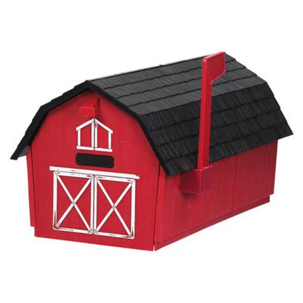 Barn Post Mount Mailbox; Red