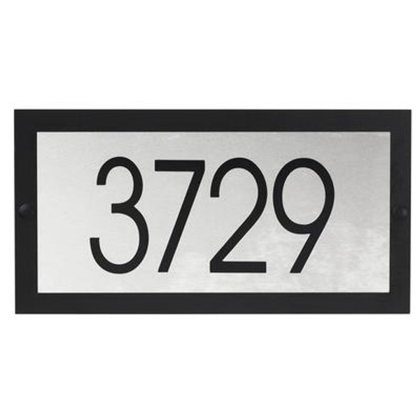 Contemporary Rectangular Address Plaque; Black/Stainless Steel