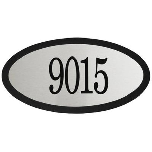 Contemporary Oval Address Plaque; Black/Stainless Steel