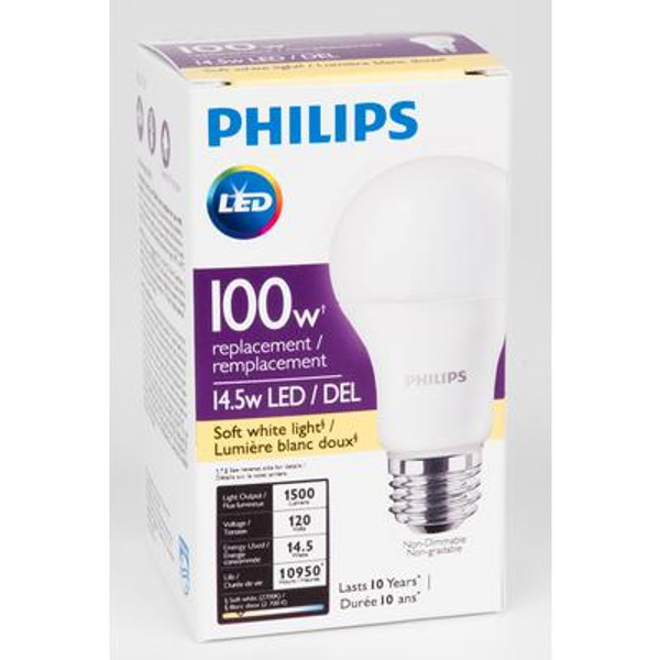 LED 14.5W = 100W A-Line (A19) Soft White Non-Dimmable (2700K)