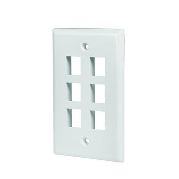 6-PORT WALL PLATE; WHITE; 5 PK