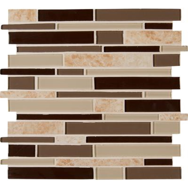 Salerno Interlocking 12 in. x 12 in. x 6 mm Glass Stone Mesh-Mounted Mosaic Tile