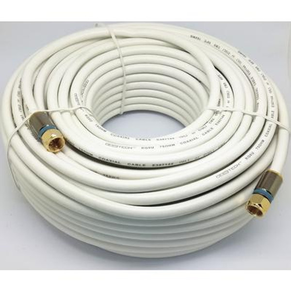 100 Feet  WHITE RG-6 COAXIAL CABLE