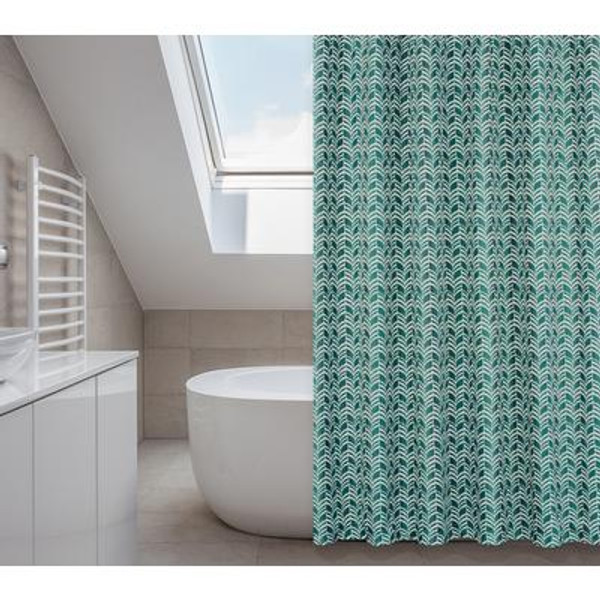 Metro 14 piece Shower Curtain Set (70x72) in Turquoises/Emerald Green