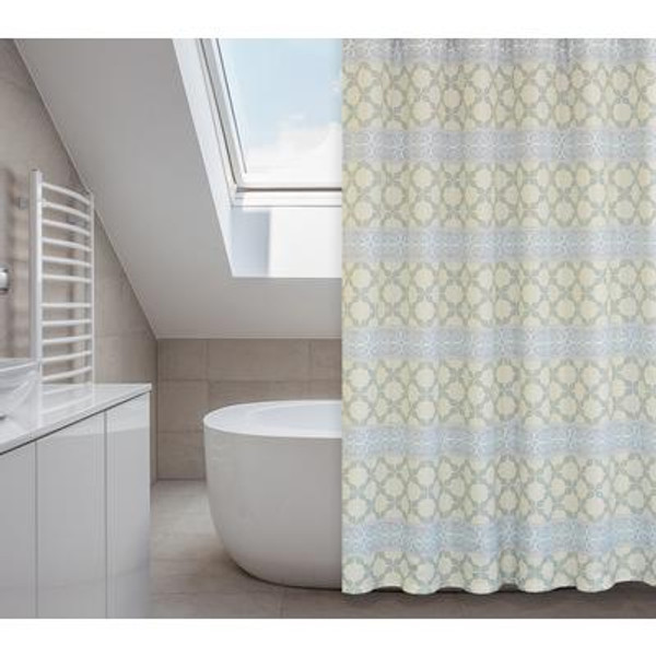 Vogue 14 piece Shower Curtain Set (70x72) in Taupe/Linen/Sage Green