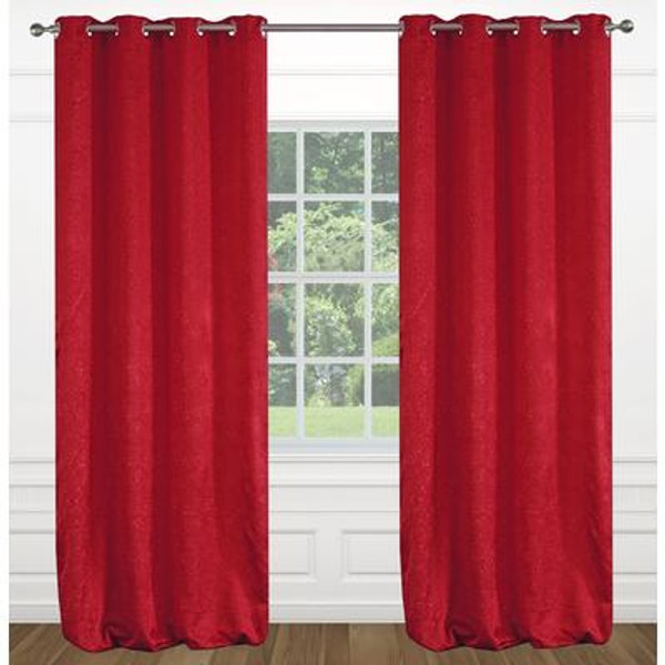 Raindrops grommet curtain pair 54x95'' in Holiday red