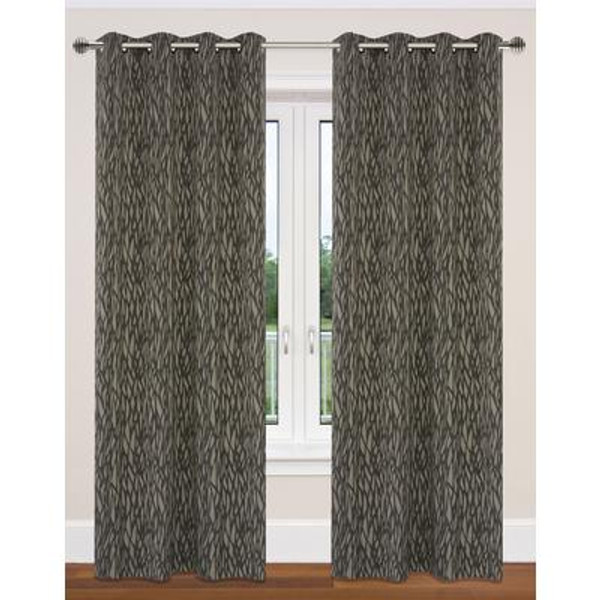 Delta grommet curtain pair 52x95''  in taupe/black