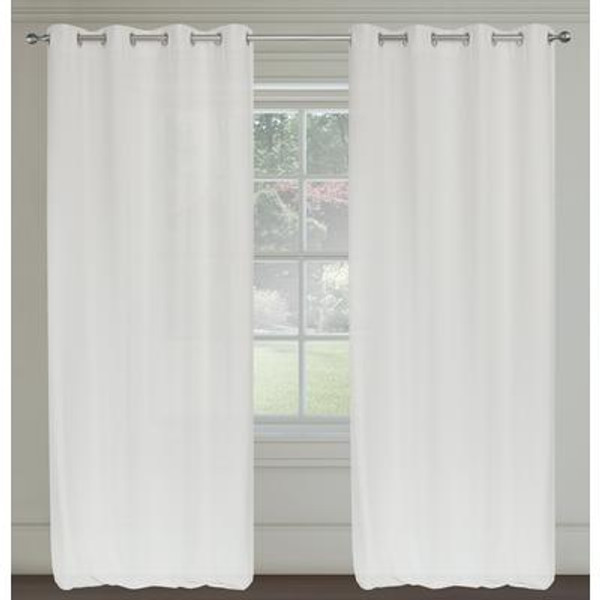 Maestro 'linen like' grommet curtain pair 54x95'' in Decorator's White