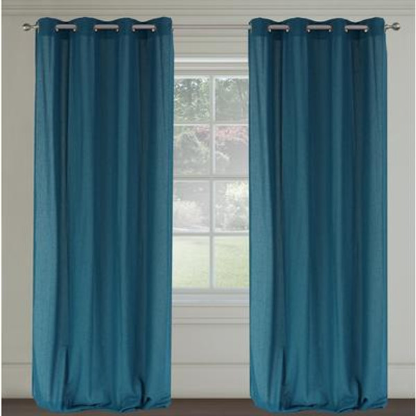 Maestro 'linen like' grommet curtain pair 54x95'' in Blue Jeans