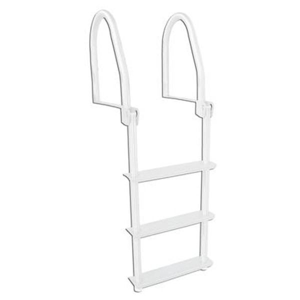 3 Step Flip-Up  Galvalume Dock Ladder; White