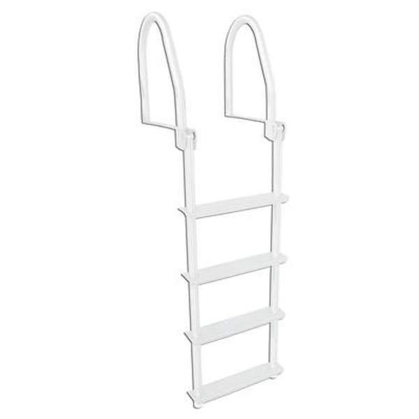 4 Step Flip-Up  Galvalume Dock Ladder; White
