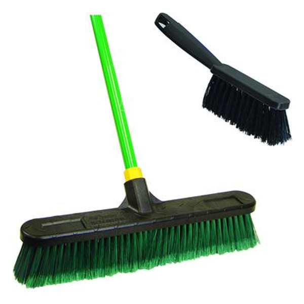 18'' Indoor/Outdoor Pushbroom with Bonus Bench Brush