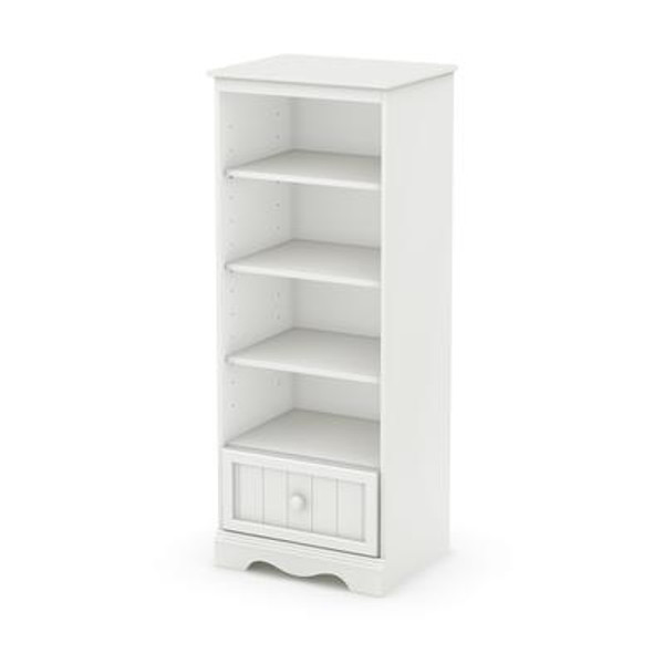 Savannah Shelving Unit with Drawer; Pure White