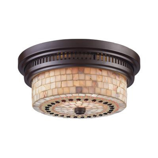 Chadwick 2-Light Flush Mount In Oiled Bronze And Cappa Shell