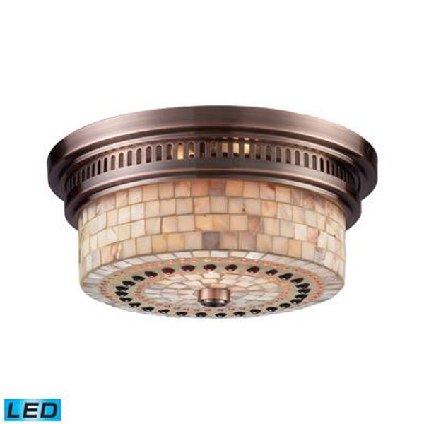 Chadwick 2-Light Flush Mount In Antique Copper And Cappa Shell - LED