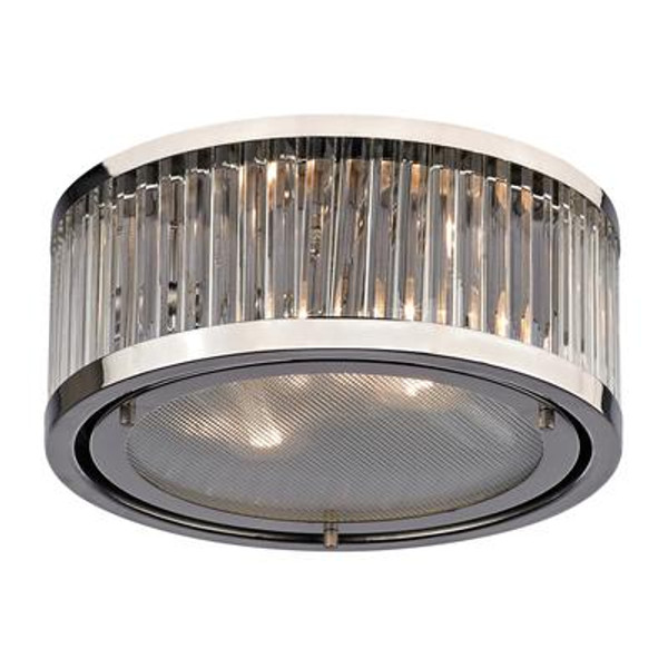 Linden Collection 2 Light Flush Mount In Polished Nickel