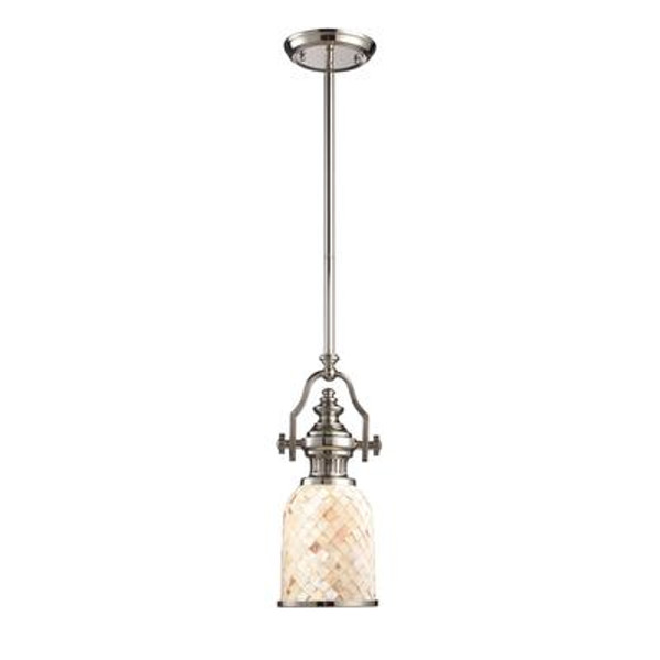 Chadwick 1-Light Pendant Polished Nickel And Cappa Shell