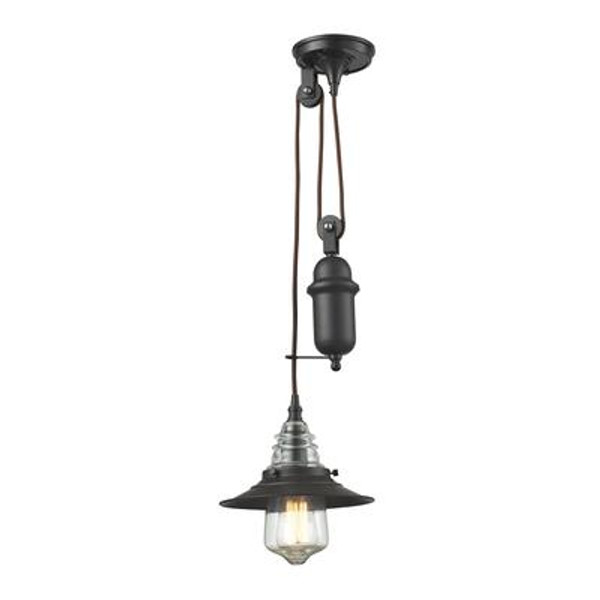 Insulator Glass 1 Light Pendant In Oil Rubbed Bronze