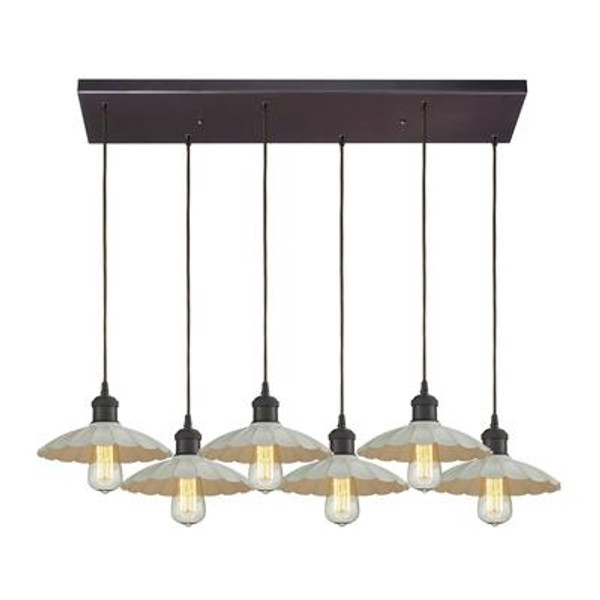 Corrine 6 Light Pendant In Oil Rubbed Bronze/White