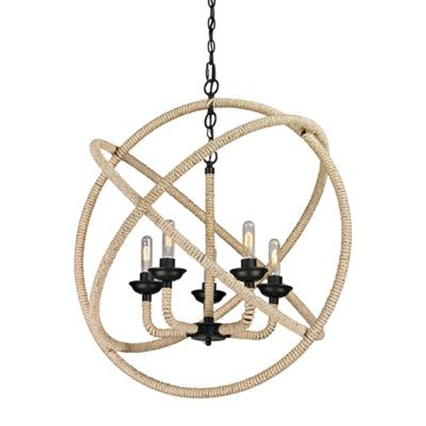 Pearce Collection 5 Light Chandelier In Matte Black