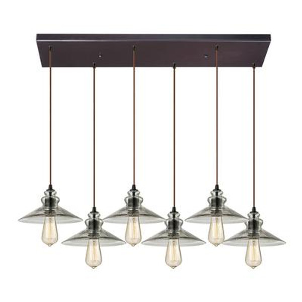 Hammered Glass Collection 6 Light Chandelier In Oil Rubbed Bronze