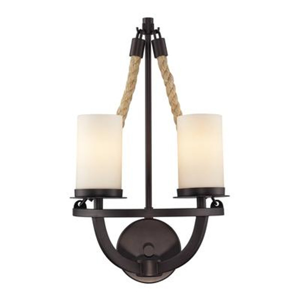 Natural Rope 2 Light Sconce In Aged Bronze