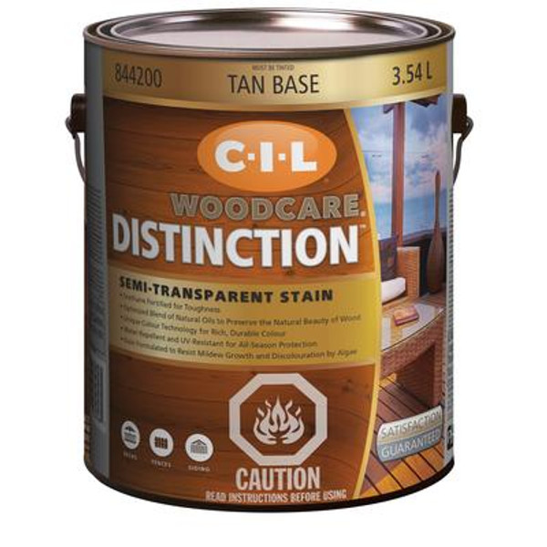 CIL Woodcare Distinction Semi-Transparent Stain; Tan Base; 3.54 L