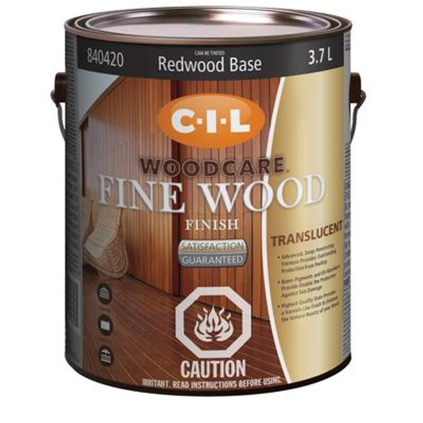 CIL Woodcare Exterior Fine Wood Finish - Translucent; Redwood Base; 3.7 L