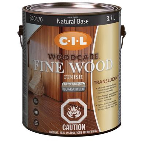 CIL Woodcare Exterior Fine Wood Finish - Translucent; Natural Base; 3.7 L