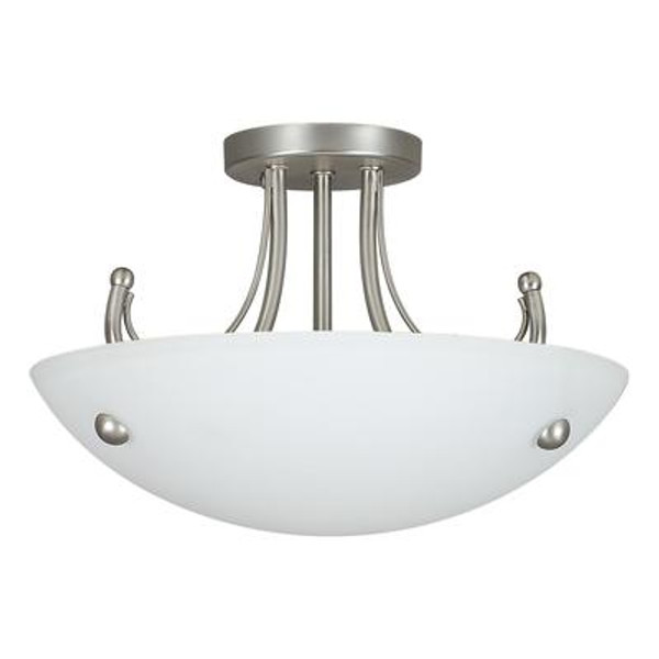 Atropolis 2 Light Ceiling Satin Nickel Compact Fluorescent Semi-Flush Mount