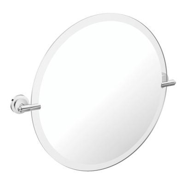 Iso Chrome Mirror with Pivoting Decorative Hardware