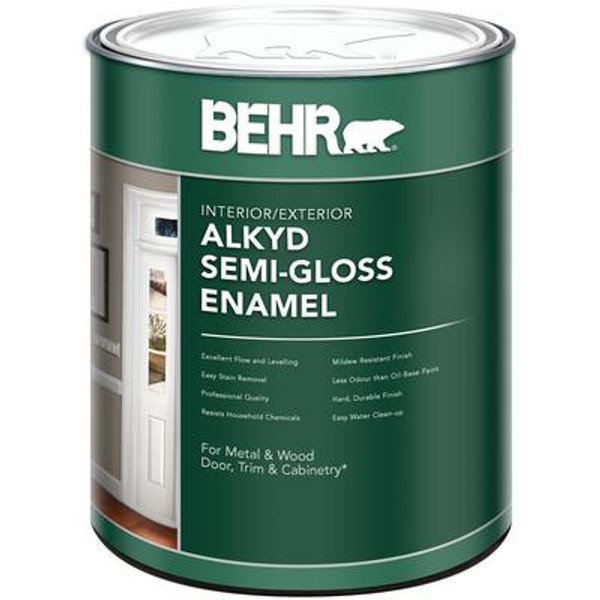 BEHR Interior/Exterior Alkyd Semi-Gloss Paint; 946 mL