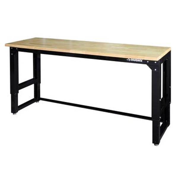 72 Inch. (6 Feet) x 24 Inch. D  Adjustable-Height Workbench With Solid Wood Top