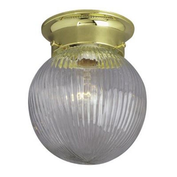 Ceiling Fixture With 6 In. Clear Ribbed Glass