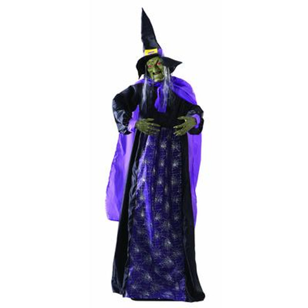 Animated Standing Bobble-Head Witch With LED Illumination Eyes; Halloween Sound Effects And Try-Me Feature - Requires 3 ''AA'' Batteries