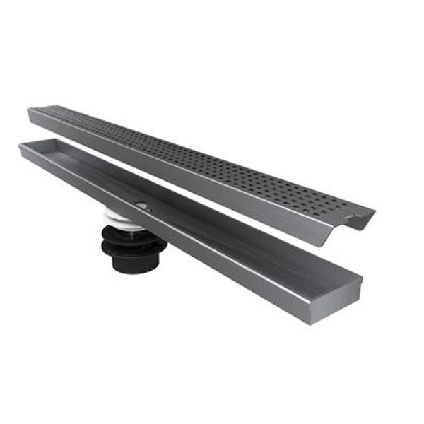 Geotop Linear Shower Drain 44 Inch Length in a Brushed Satin Stainless Steel Finish