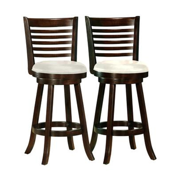 Woodgrove 43 Inch  Cappuccino Wood Barstool With Leatherette Seat; Set Of 2