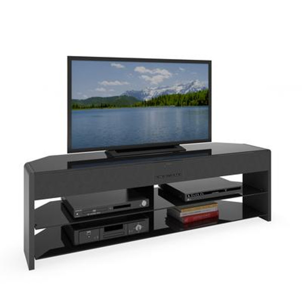Santa Brio Glossy Black TV Stand With Sound Bar For TVs Up To 70 Inch
