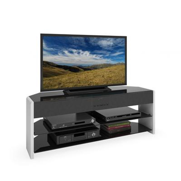 Santa Brio Glossy White TV Stand With Sound Bar For TVs Up To 55 Inch
